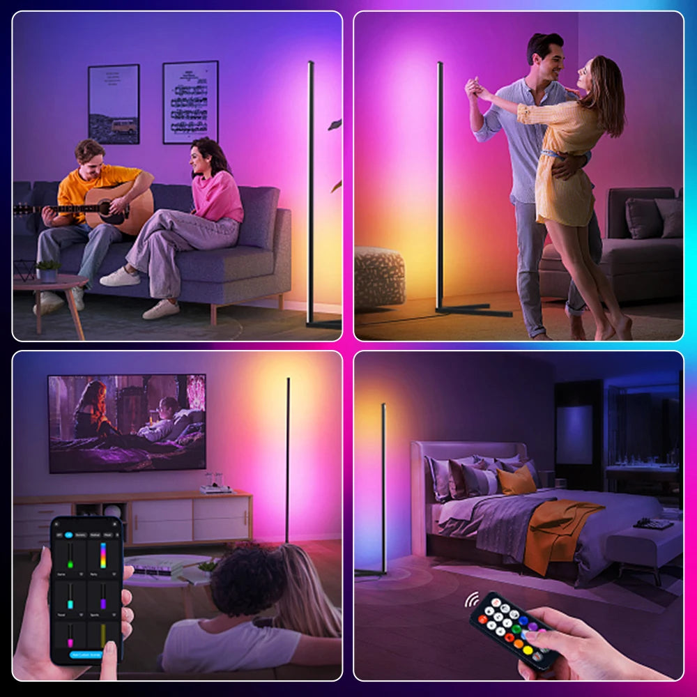 Living Room Corner Floor Lamp 140cm Bluetooth Smart RGB Mood Light for Bedroom Nordic Home Decor Table Lamp Stand lighting