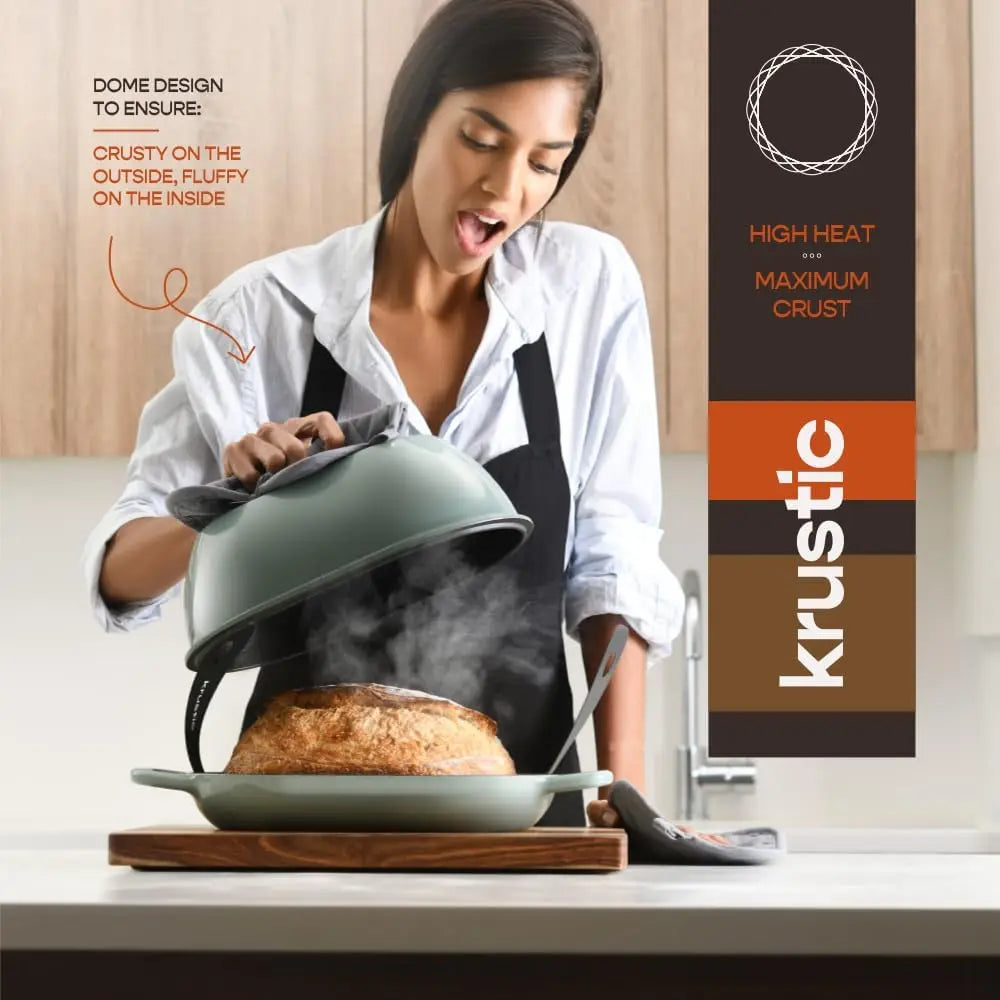 Enameled Cast Iron Dutch Oven for Professional Sourdough Bread Baking