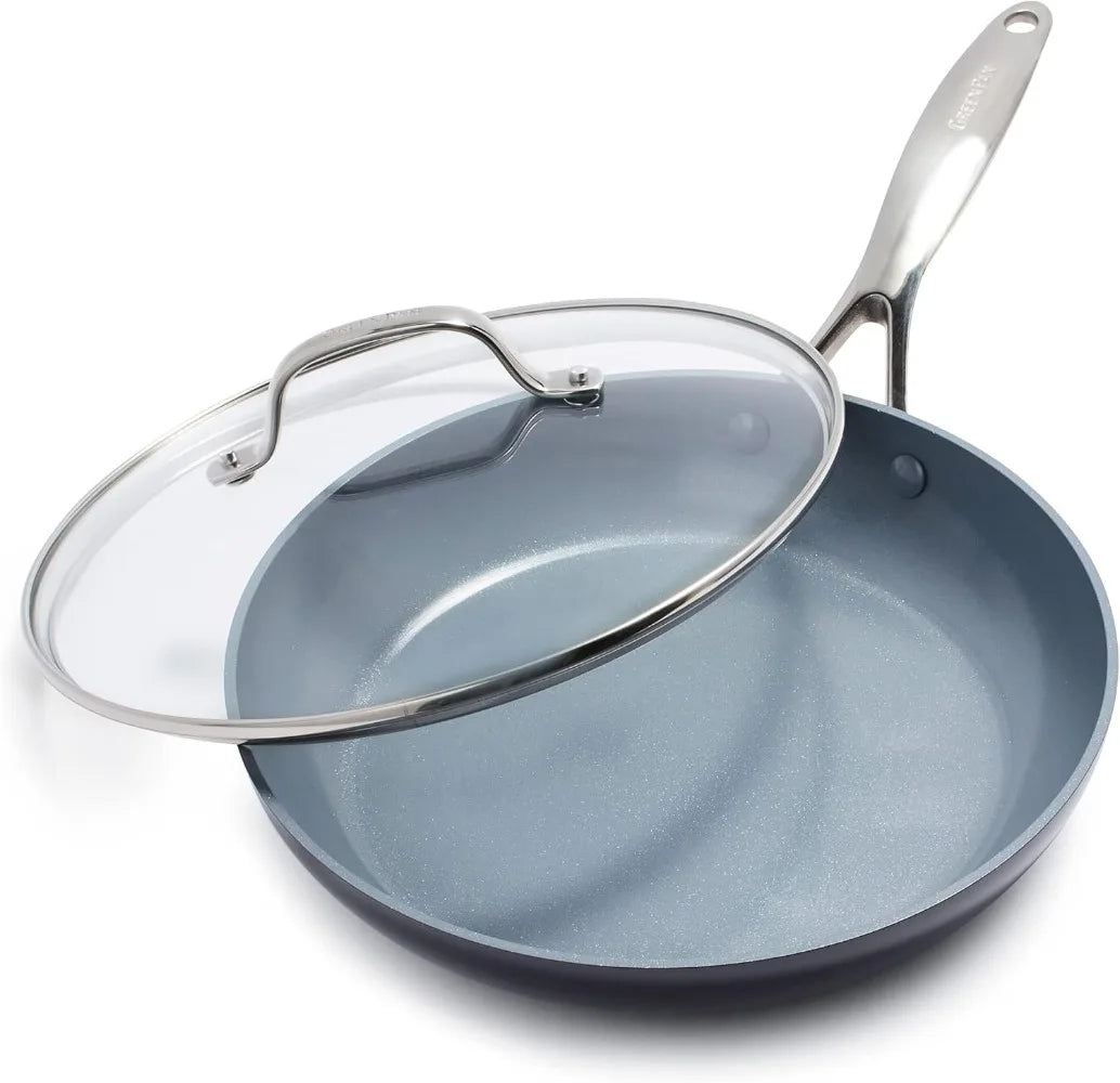 Nonstick 10" Frying Pan Skillet with Lid, PFAS-Free Cookware