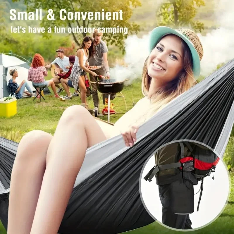 Outdoor Camping Hammock Portable Hammock with Tree Straps Lightweight Nylon Parachute Hammock for Travel Hiking Beach