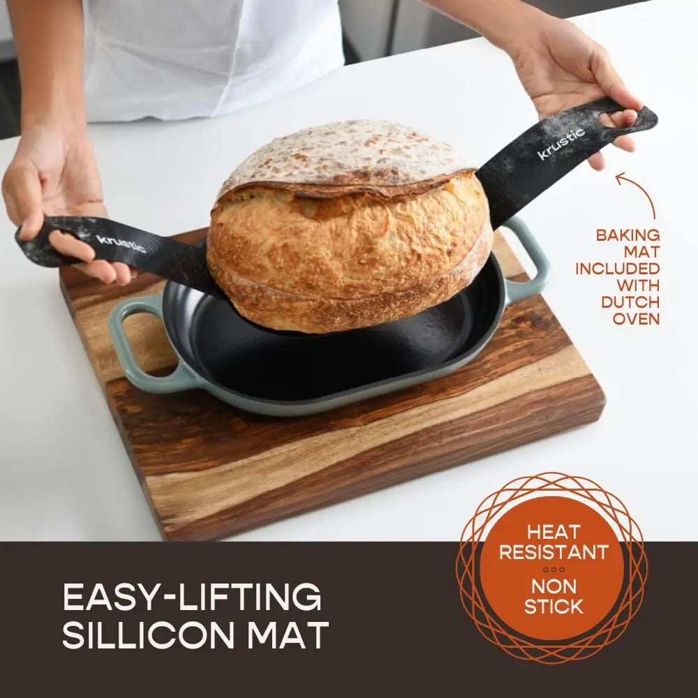 Enameled Cast Iron Dutch Oven for Professional Sourdough Bread Baking