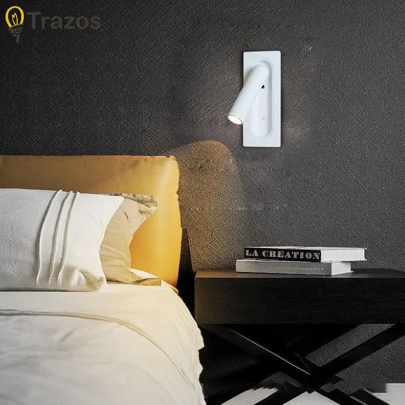 Modern Simple Hotel Room Bedroom Bedside Lamp Living Room Study Reading Lamp Embedded Eye Protection Rotatable Wall Lamp