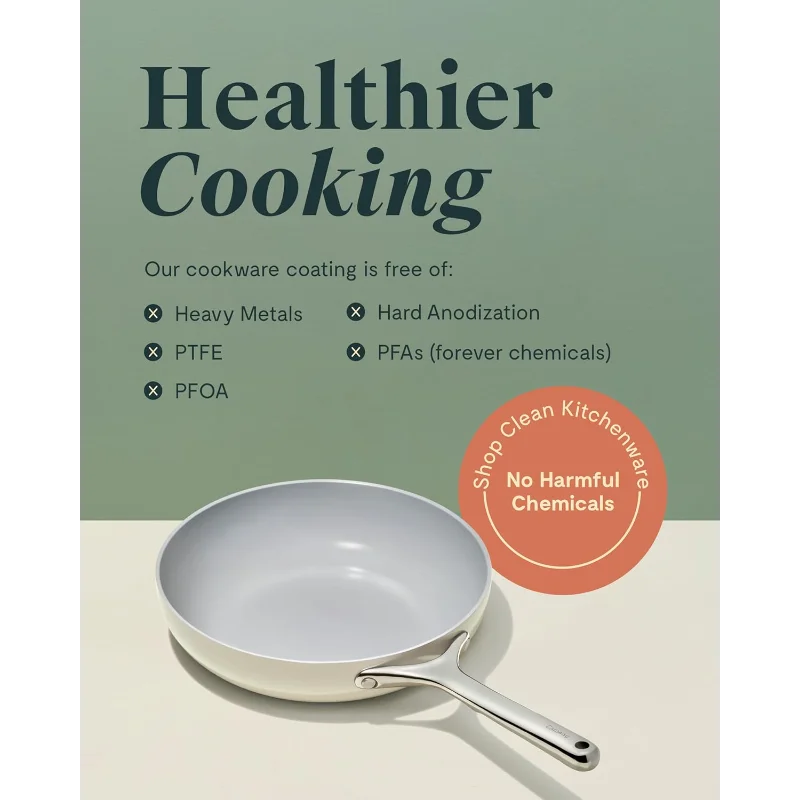 Caraway Nonstick Ceramic Frying Pan (2.7 qt, 10.5") - Non Toxic, PTFE & PFOA Free