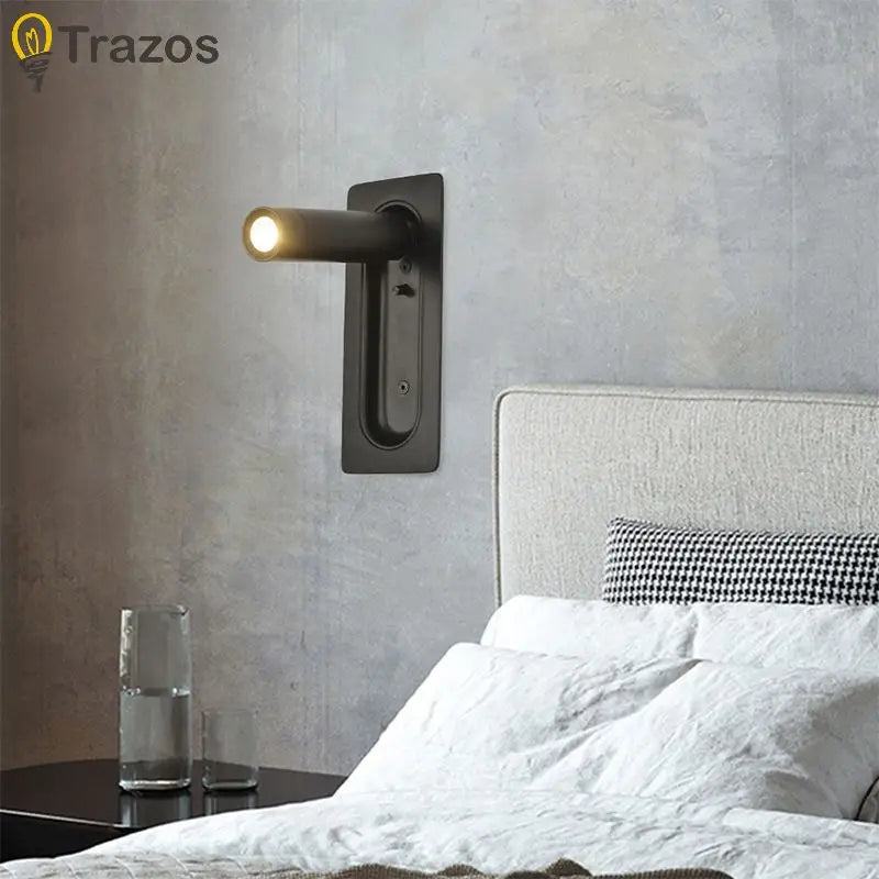 Modern Simple Hotel Room Bedroom Bedside Lamp Living Room Study Reading Lamp Embedded Eye Protection Rotatable Wall Lamp