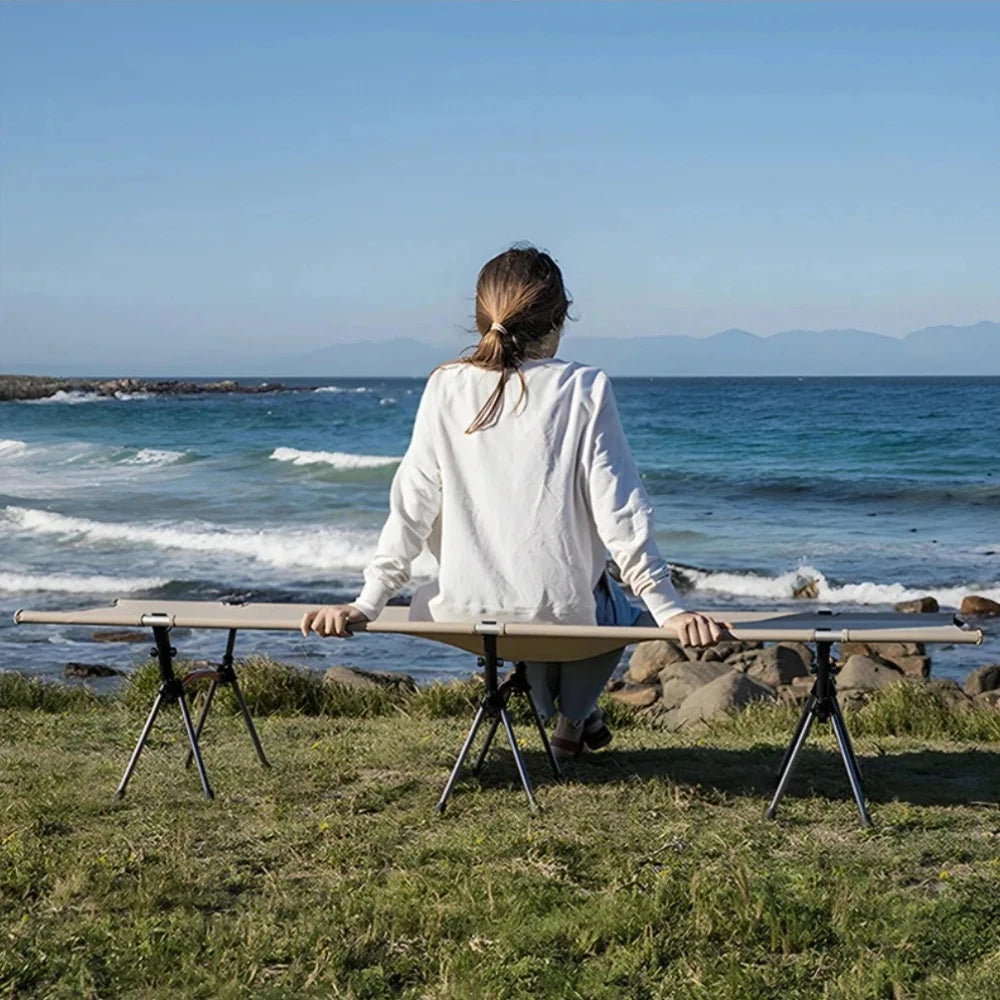 Camping Cot Outdoor Exquisite Camping Folding Bed Lightweight and Portable Car Picnic High and Low Dual-use Durable Marching Bed