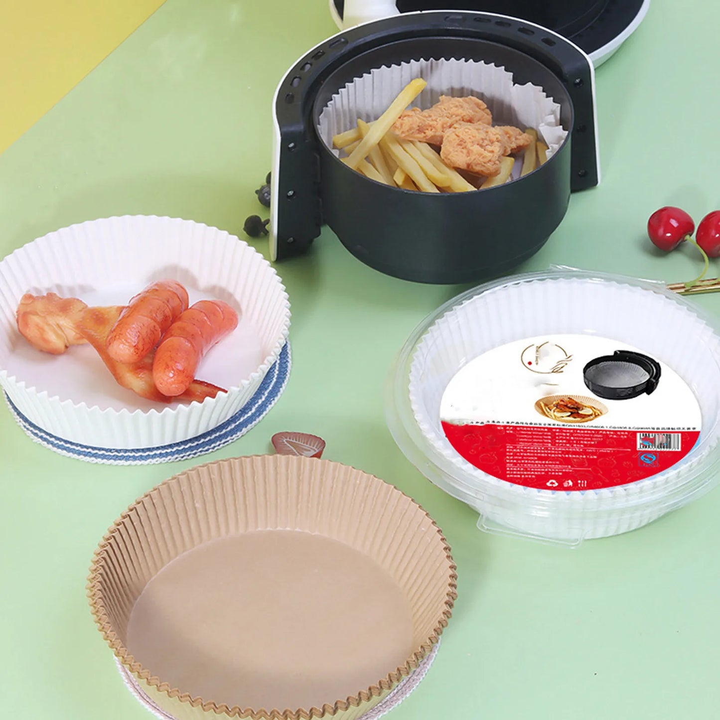 20pcs/Set Air Fryer Disposable Paper Parchment Wood Pulp Steamer
