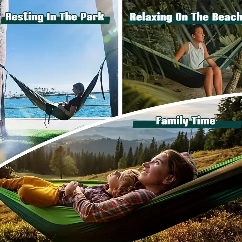 Outdoor Camping Hammock Portable Hammock with Tree Straps Lightweight Nylon Parachute Hammock for Travel Hiking Beach