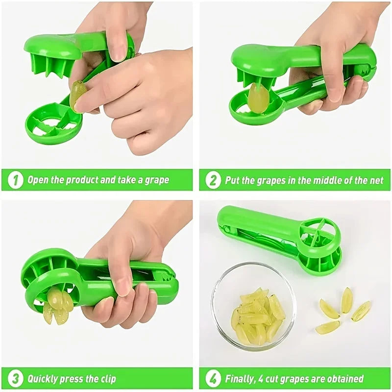 1pc/2pcs Grape Cutter, Green Multi-functional Fruit And Vegetable Cutter
