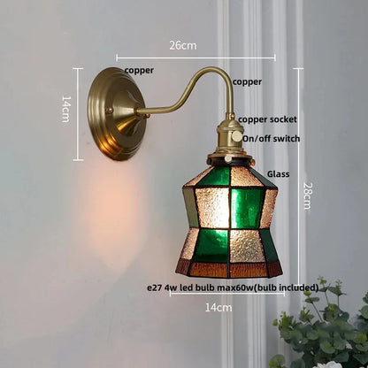Bedroom headboard Tiffany living room background wall light light luxury Nordic American retro corridor corridor all copper wall