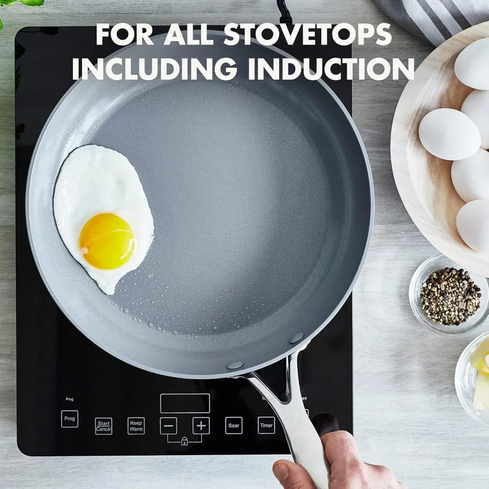 Nonstick 10" Frying Pan Skillet with Lid, PFAS-Free Cookware