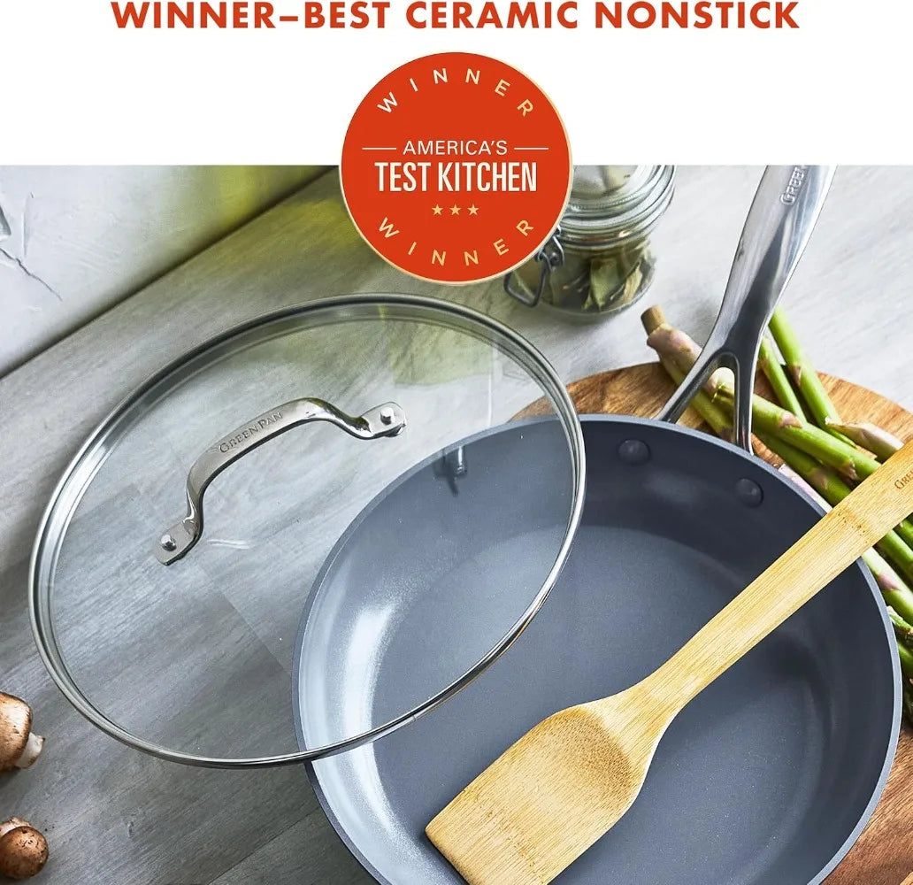 Nonstick 10" Frying Pan Skillet with Lid, PFAS-Free Cookware