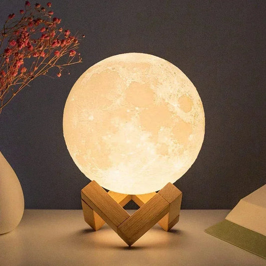 8CM LED Night Light 3D Print Moon Lamp Bedroom Decor MoonLight