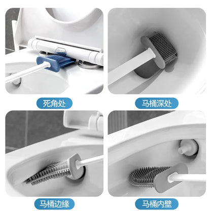 Silicone Toilet Brush Wall Mounted Flat Head Cleaner