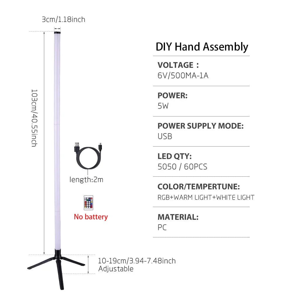 LED Floor Lamp Living Room RGB+WW+CW for Room Decoration USB Power Supply Nordic Houses Decoration RGB Atmosphere Floor Lights