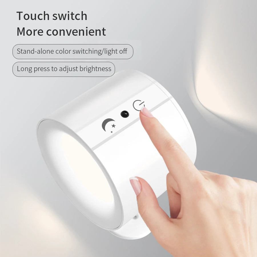 LED Wall Sconce Touch Control Rotatable Night Light