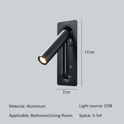 Modern Simple Hotel Room Bedroom Bedside Lamp Living Room Study Reading Lamp Embedded Eye Protection Rotatable Wall Lamp