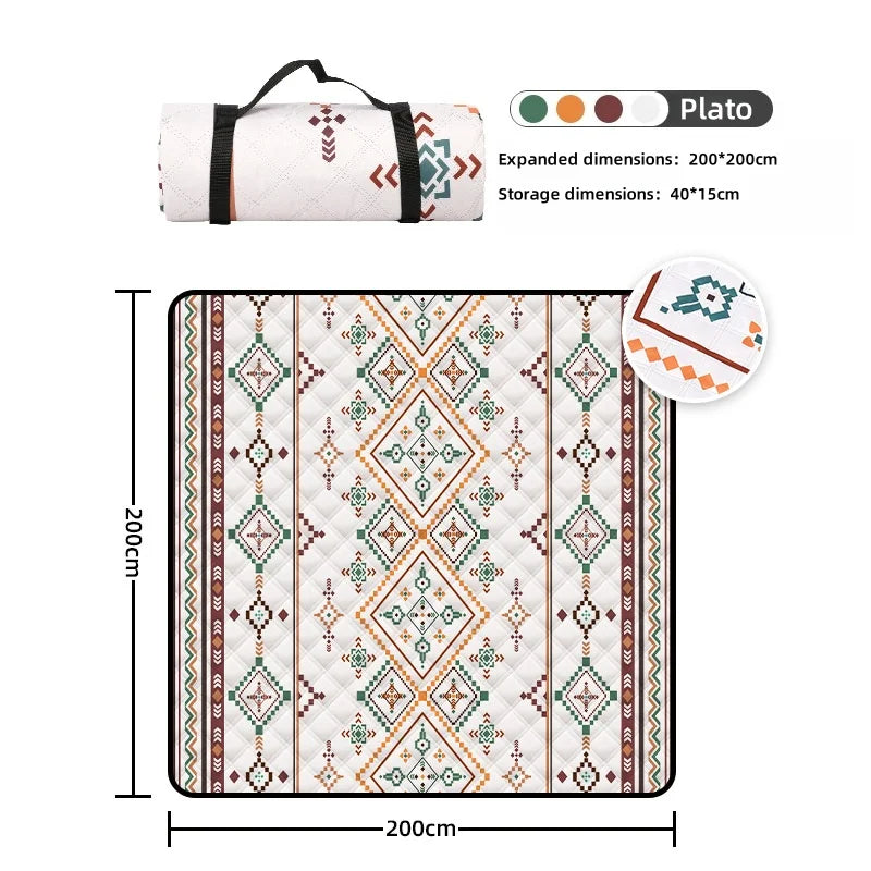 Outdoor picnic blanket, with handles for easy carrying, suitable for outdoor activities, water-resistant, suitable for camping.