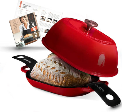 Enameled Cast Iron Dutch Oven for Professional Sourdough Bread Baking