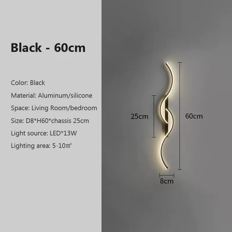 Modern LED Wall Lamp Minimalist Led Light Bedroom Bedside Long Strip Wall Sconces Living Room