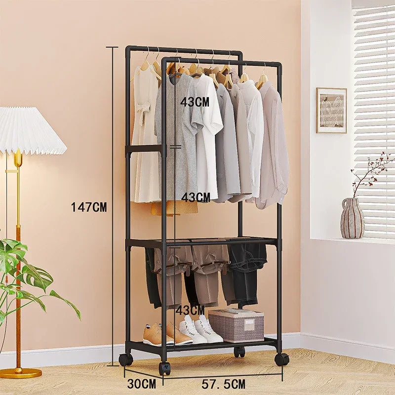 Double Pole Clothes Hanger Floor Standing