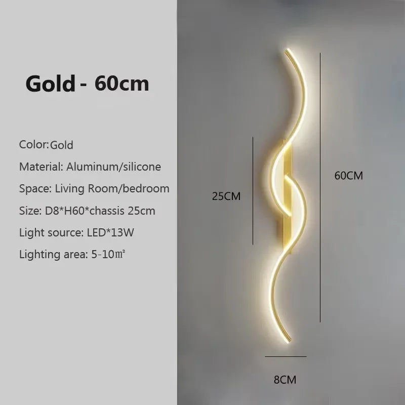 Modern LED Wall Lamp Minimalist Led Light Bedroom Bedside Long Strip Wall Sconces Living Room