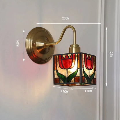 Bedroom headboard Tiffany living room background wall light light luxury Nordic American retro corridor corridor all copper wall