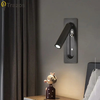 Modern Simple Hotel Room Bedroom Bedside Lamp Living Room Study Reading Lamp Embedded Eye Protection Rotatable Wall Lamp