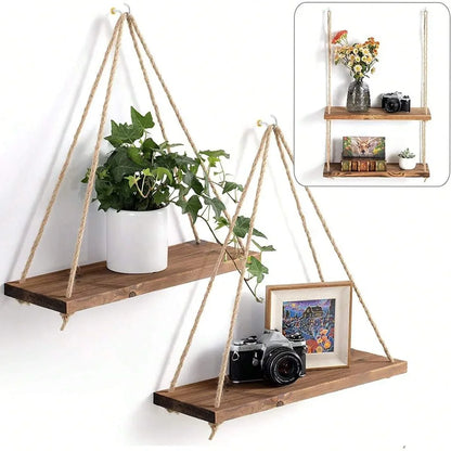 Wooden Swing Hanging Shelf