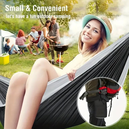 Outdoor Camping Hammock Portable Hammock with Tree Straps Lightweight Nylon Parachute Hammock for Travel Hiking Beach