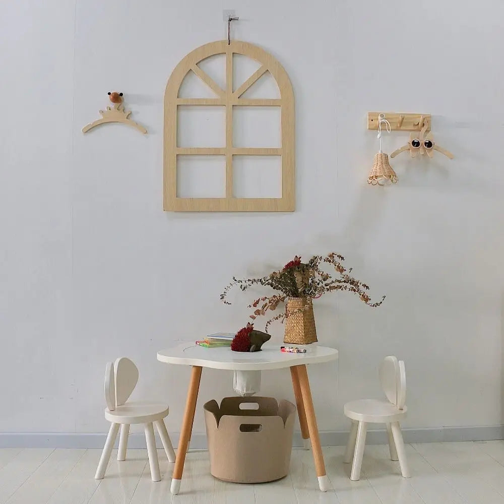Bedroom Background Kids Room Decor Photo Props Wood Craft Window Shaped Pendant Wood Hanger Pendant Alphabet Wall Hanger