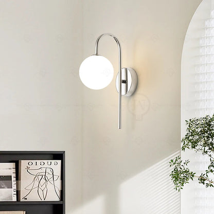 Modern bedroom bedside reading small wall lamp electroplated silver study living room children's room adjustable angle wall lamp