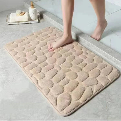 Non-Slip Cobblestone Embossed Bathroom Mat