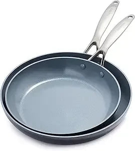 NEW-Valencia Pro Hard Anodized Healthy Ceramic Nonstick 10" And 12" Frying Pan