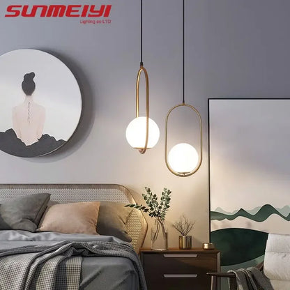 Nordic Bedside Bedroom Light Luxury Modern Simple Minimalist Restaurant Lamp Bar Long Line Single Head Gold Small Chandelier