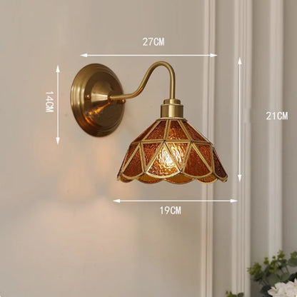 Bedroom headboard Tiffany living room background wall light light luxury Nordic American retro corridor corridor all copper wall