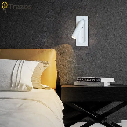 Modern Simple Hotel Room Bedroom Bedside Lamp Living Room Study Reading Lamp Embedded Eye Protection Rotatable Wall Lamp