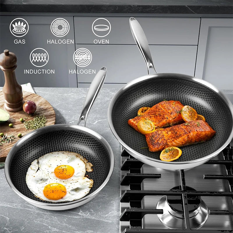 20 24 28cm Nonstick Frying Pan Stainless Steel Cooking Skillet PFOA Free Hybrid Frying Pan