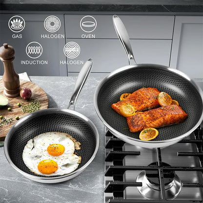 20 24 28cm Nonstick Frying Pan Stainless Steel Cooking Skillet PFOA Free Hybrid Frying Pan