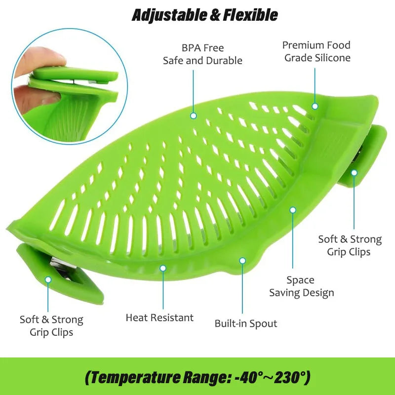 Universal Silicone Pot Edge Drainer Kitchen Clip-on Pan Pot