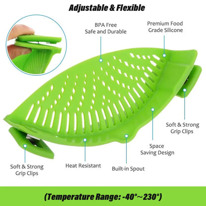 Universal Silicone Pot Edge Drainer Kitchen Clip-on Pan Pot