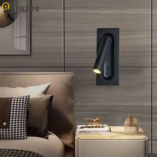 Modern Simple Hotel Room Bedroom Bedside Lamp Living Room Study Reading Lamp Embedded Eye Protection Rotatable Wall Lamp