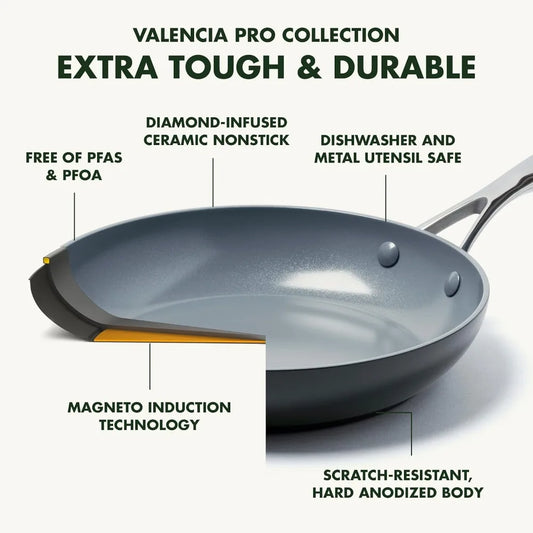 Nonstick 10" Frying Pan Skillet with Lid, PFAS-Free Cookware