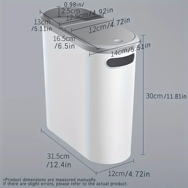 10L Silent Closed Plastic Bathroom Garbage Bin