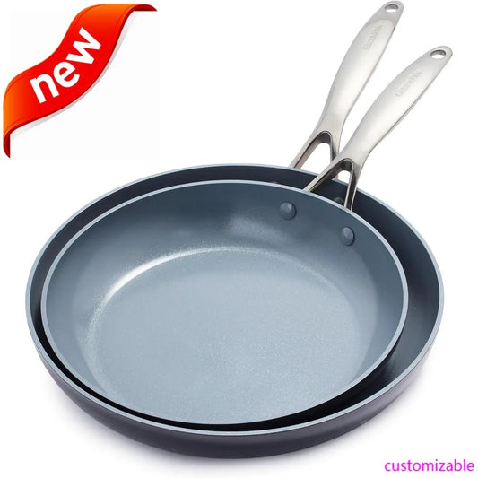 NEW-Valencia Pro Hard Anodized Healthy Ceramic Nonstick 10" And 12" Frying Pan