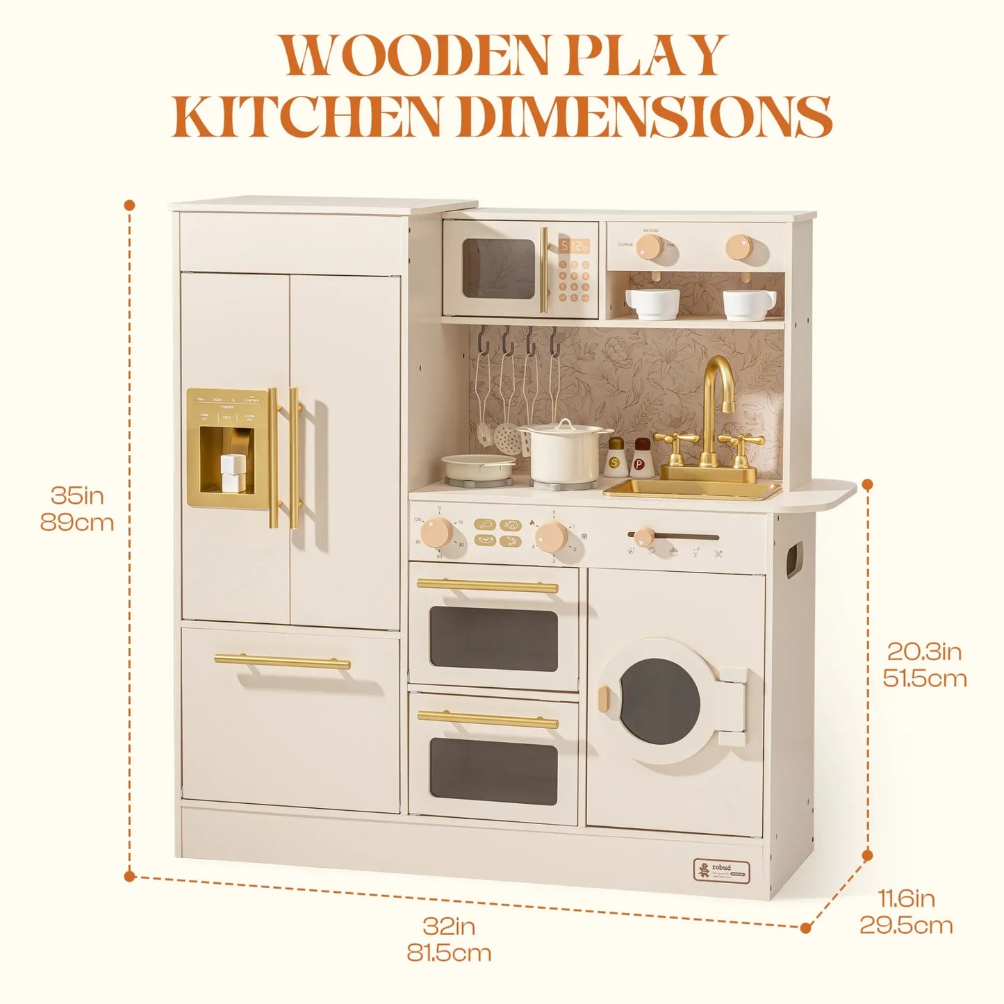 Robotime Robud Kids Wooden Floral Kitchen Play Set