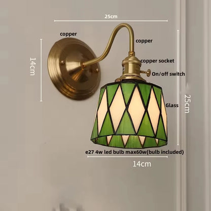 Bedroom headboard Tiffany living room background wall light light luxury Nordic American retro corridor corridor all copper wall