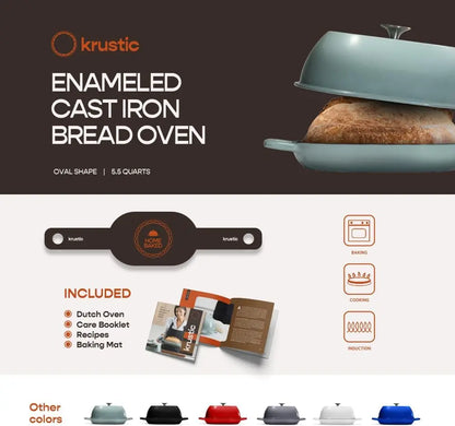 Enameled Cast Iron Dutch Oven for Professional Sourdough Bread Baking