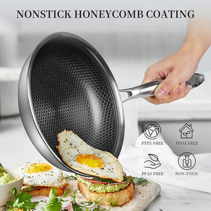 20 24 28cm Nonstick Frying Pan Stainless Steel Cooking Skillet PFOA Free Hybrid Frying Pan