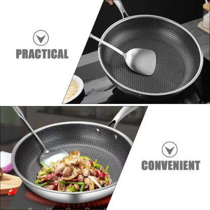 26/28/30cm Frying Pan Non-coated Stainless Steel Honeycomb Pot Thickened Multi-functional NonStick Pan Gas Induction Cooker