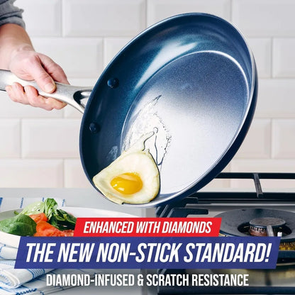 Blue Diamond 8" Nonstick Frying Pan Skillet, Diamond Infused PFAS & PTFE-Free Ceramic Pot